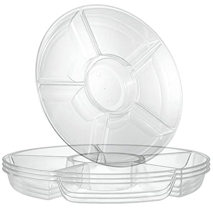 Plasticpro 6 Sectional Round Plastic Serving Tray/Platters Clear Pack of 2 - color: Clear