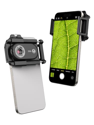 MIAO LAB 200X Phone Microscope Lens, Phone Camera Micro Lens with Universal Clip/LED Light/CPL, Mini Pocket Microscope Attachment for iPhone 17/16/15/14/13 Series and Most Smartphone