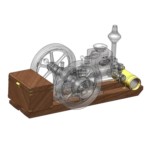 Retrol Engine HM-01 Hit and Miss Engine Model Kit, 4-Stroke Fixed Horizontal Metal Engine Kit with Base Equipment Box/Tankk/Pipe/CDI Igniter/Spark Plug, Gift -Assembled - style: Assembled Version