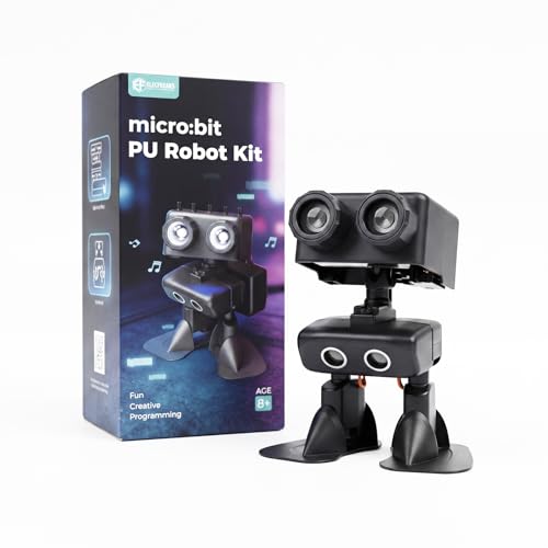 ELECFREAKS microbit PU Robot Kit with 2 Micro:bit Board, Programming Starter Kit for makecode, Smart Rhythm Interaction, Compatible with Building Block, microbit Joystick Control