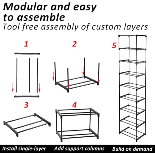 9-Tier Metal 3D Printer Filament Storage Rack, 16.5" x 12" x 80.7" Spool Holder DIY Tiers Filament Storage Shelf for 3D Printing Machine Workspaces Holds up to 54 Spools, Tool-Free Assembly