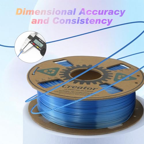 Creator Silk PLA Dual Color Filament 1.75mm +/- 0.02mm, Silver Blue Silk PLA 3D Printer Filament, Shiny and Glossy, Silk Texture, Color Changing 3D Printing Filament 1kg Spool - color: Silk Silver Blue