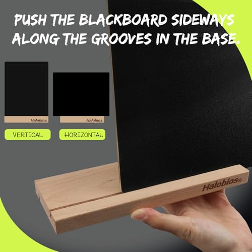Halobios Chalkboard with Beech-Wood Base, 8 x 12 inch Tabletop Message Boards Menu Chalkboard Stand, Double Sided Blackboard for Party, Tables Decoration, Wedding, Bar and Restaurant