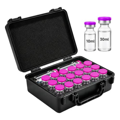 10ml Peptide Case for Fridge 18 Slots, Hard Shell Peptide Vial Storage Case - color: 18-shots×3ml + 1-slot×30ml (Black)