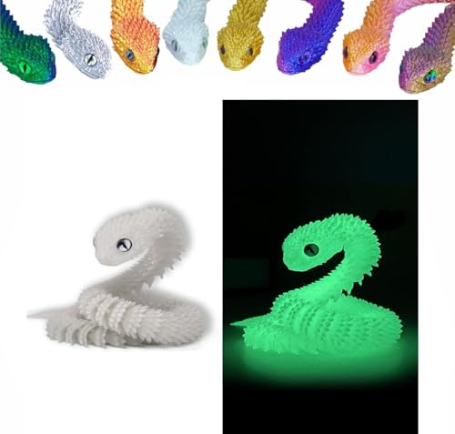 3D Printed Animals Set 3D Printed Snake Toys 3D Printed Articulated Flexible Fidget Toy 3D Printed Animals Exquisite Cute Pet Toy Children/Adults Fidget Toys (Fluorescent Green, 11.8) - color: Fluorescent Green, size: 11.8