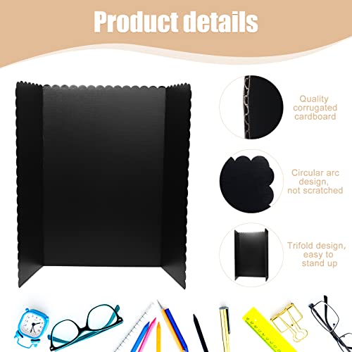 Kosiz 6 Pcs Tri Fold Presentation Board for School Portable Trifold Display Exhibition Board Corrugated Lightweight Poster Board for Business Presentations Projects Memorial Photo(Black,24 x 36'')