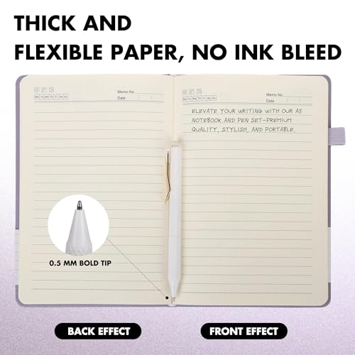 Aodaer 30 Set Lined Notebook Journals with Pens A5 Notebooks 100 GSM College Ruled Hardcover Notebook PU Leather Notepad with Pen Holder for Office School, 5.7 x 8.3 Inches, Lavender - color: Lavender