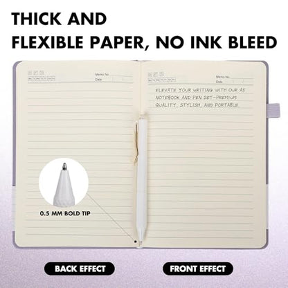 Aodaer 30 Set Lined Notebook Journals with Pens A5 Notebooks 100 GSM College Ruled Hardcover Notebook PU Leather Notepad with Pen Holder for Office School, 5.7 x 8.3 Inches, Lavender - color: Lavender