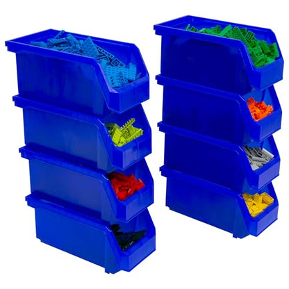 ReadySpace Medium Stackable Plastic Storage Bins, 8-Pack, Blue - color: Blue, size: Medium, 8-Pack