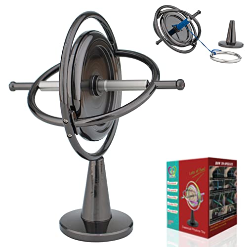 DjuiinoStar Heavy Duty Gyroscope (CNC Machined Solid Steel Rotor): Stable&Robust (Pass 2nd Floor Drop Test); Long Spin Time (More Tricks); Premium Fidget Toy, Magic Anti-Gravity Gear DG-5PROLite-02 - color: Black + Black