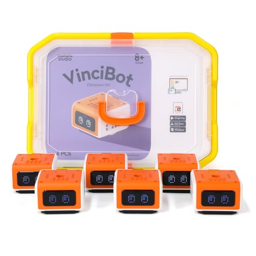 VinciBot Classroom Set, 6 Coding Robots for School STEM 8-12
