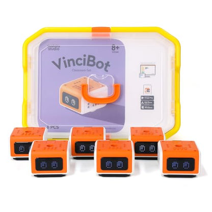 VinciBot Classroom Set, 6 Coding Robots for School STEM 8-12