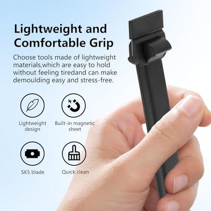 3D Printer Scraper, Universal SK5 Carbon Steel 3D Printing Scraper Tool with Magnetic Design, Compatible with Bambu Lab A1 Mini P1 X1 Series Creality Ender 3 Anycubic 3D Printer Hot Bed (Black) - color: Black