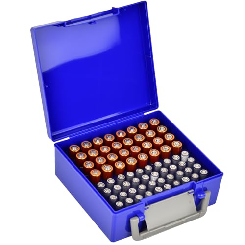 FULLCASE Battery Storage Organizer Holder Holds 72 AA AAA Batteries - color: Blue