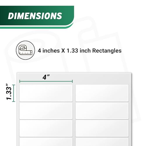 Blank Rectangle Labels, White, 4" x 1.33" - size: 4" x 1.33"