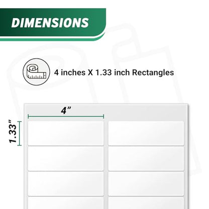 Blank Rectangle Labels, White, 4" x 1.33" - size: 4" x 1.33"