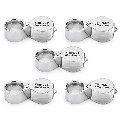 Rongon 30X Pocket Jewelers Loupe, 5PCS Foldable Handheld Magnifier