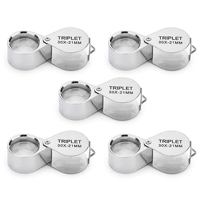 Rongon 30X Pocket Jewelers Loupe, 5PCS Foldable Handheld Magnifier