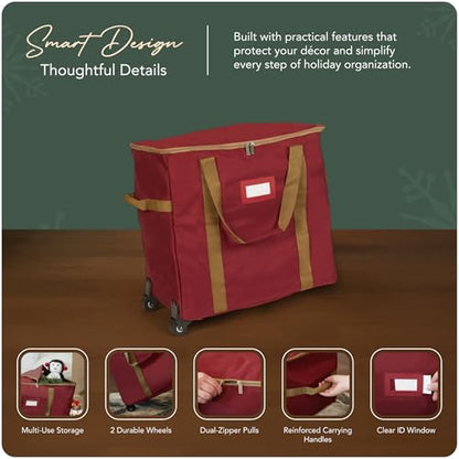 Covermates Rolling Treasurekeeper Storage Bag, 19.25"W x 13"D x 18.5"H, Red - color: Red Heavy Duty Polyester, size: 19.25W x 13D x 18.5H - With Wheels