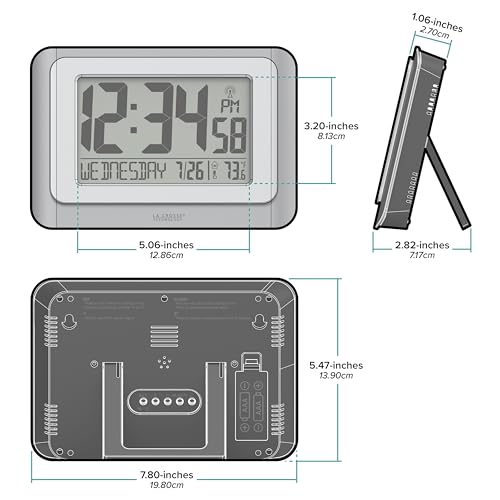 La Crosse Technology 513-88907-INT Digital Atomic Clock with Temperature - Cool Gray/Silver - color: Cool Gray, size: Large