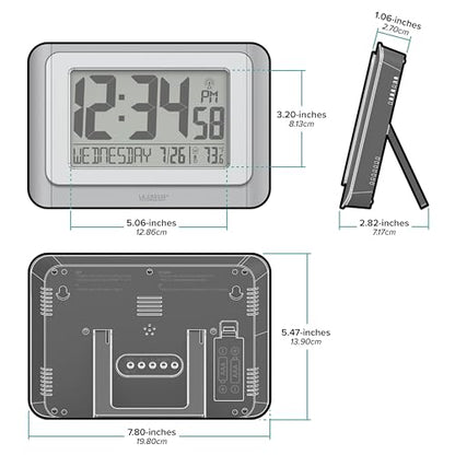 La Crosse Technology 513-88907-INT Digital Atomic Clock with Temperature - Cool Gray/Silver - color: Cool Gray, size: Large