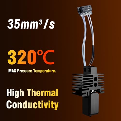 Bamboo Lab P1P, P1S Hotend Kit for P1 Series 3D Printer, Full Assembly Hardened Steel Hotend with Thermistor, Ceramic Heater, 0.4mm Nozzle, Includes Two Hardened Steel Replacement nozzles.