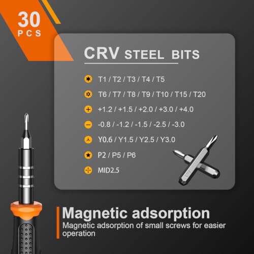 JOREST Small Precision Screwdriver Set with Torx Triwing Phillips, Mini Repair Tool Kit for Macbook, Computer, Laptop, PC, iPhone, PS5, Xbox, Switch, Glasses, Watch, Ring Doorbell, Electronics - style: 40 in 1 CRV