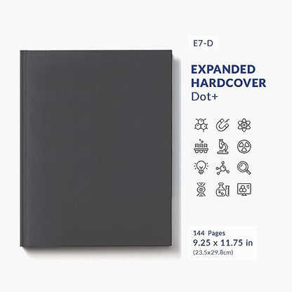 Vela Sciences Advanced E7-D Expanded Hardcover Lab Notebook, 9.25 x 11.75 in (23.5 x 30 cm), 144 Pages, Permanent Bound, 70lb Heavyweight Paper (1-Pack, Dot+) - style: Dot +