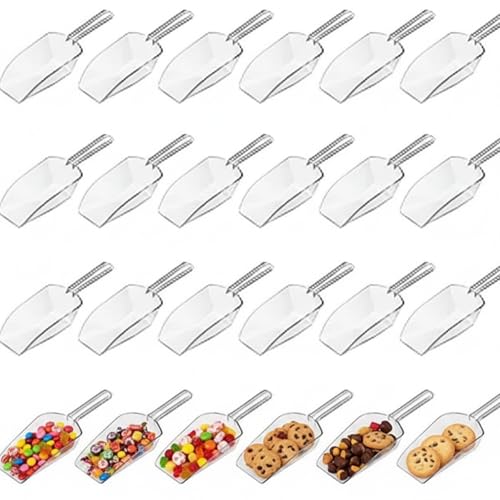 Jinei 24 Pcs 6.5" Clear Plastic Scoops Bulk Multi Purpose - size: 6.5"