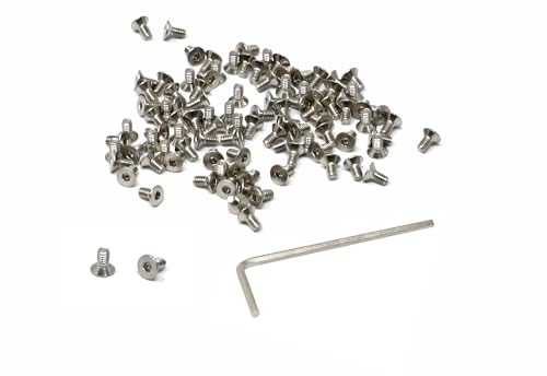 iexcell 100 Pcs M2 x 4mm Thread Pitch 0.4 mm Stainless Steel 304 Hex Socket Flat Head Cap Screws Bolts Kit - size: M2 x 4mm