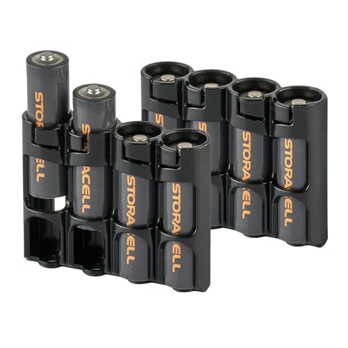 AA Battery Storage Caddy by Storacell (2 Pack), Black, Holds 4 Batteries (Not included) - size: Pack of 2