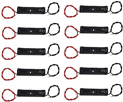 10Pack Single AAA Battery Holder Case with Wire Connections Black 1.5V
