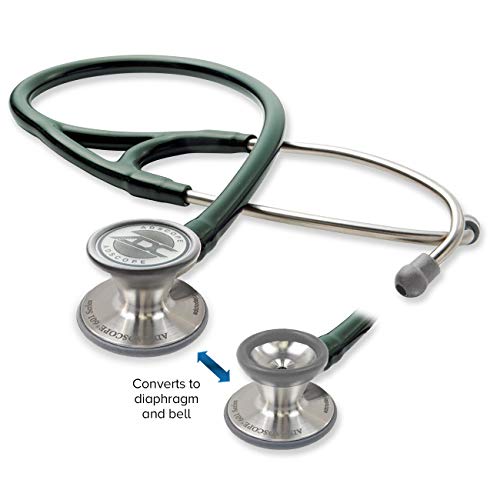 ADC Adscope 601 Convertible Cardiology Stethoscope, AFD Tunable Technology - color: Dark Green