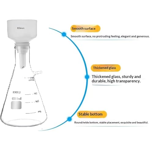 Brinell Funnel Filter Set, 80mm Funnel, 1000ml Beaker Bottle, Glass Flask