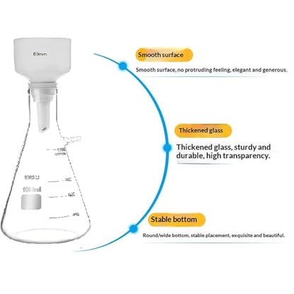 Brinell Funnel Filter Set, 80mm Funnel, 1000ml Beaker Bottle, Glass Flask