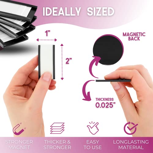 Availey 60 Pack Magnetic 'C' Channel Label Holders for Metal Racks and Shelves with Protective Films and Replacement Strips 2" x 1" - size: Magnetic Label Holders 2x1 inch