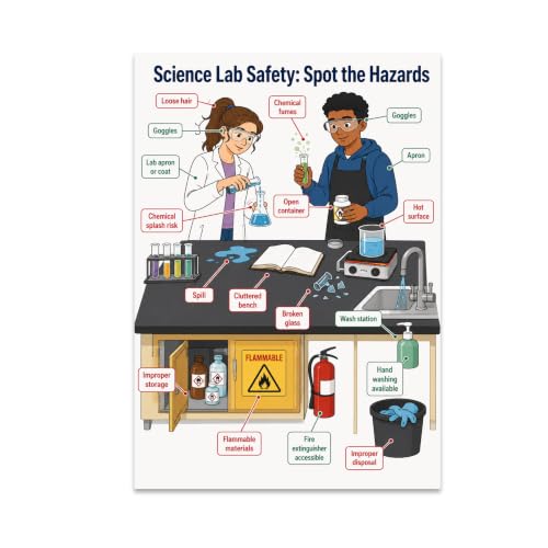 Science Lab Safety Poster - Educational Reference for Classrooms - 13x19