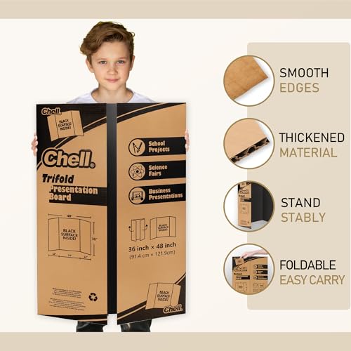 Chell 36x48 Large Size Corrugated Trifold Poster Boards, Black, 2 Pack - size: Large, 36x48 in
