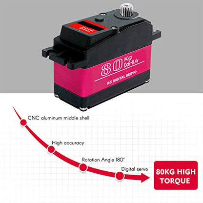 GoolRC Digital Servo 80kg Metal Gear 270?High Torque Digital Servo High Torque Servo Waterproof Replacements for 1/5 HSP HPI RC Car Baja Car - size: 180 degree