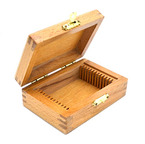 EISCO Wooden Slide Box for 12 Slides with Latch, Fits 75x25mm