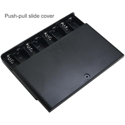 8 x 12V AA Battery Holder Case Box with Built in USB Port and ON/Off Switch and Leads Wire Cover for Strip Lights Toys Door Lock Black