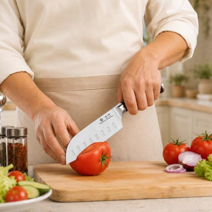 imarku Santoku Knife 5 Inch, Ultra Sharp Chef Knife with Pakkawood Handle - color: Black Ebony
