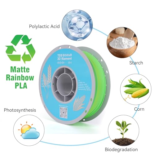 Matte Rainbow PLA 3D Printer Filament, 1KG Spool(2.2lbs) 1.75mm PLA Fast Color Change 3D Printing Material, Multicolor PLA,Gradient Filament for Most FDM 3D Printers,Matte Yellow Green - color: Matte Yellow Green