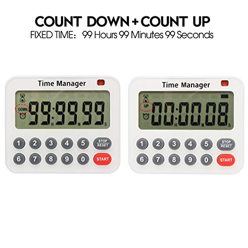 AIMILAR Magnetic Digital Kitchen Timer with Direct Numerical Keypad, Loud Alarm - 99Hr Countdown Count Up Timer for Cooking Baking Classroom, Batteries Included - color: Red-1