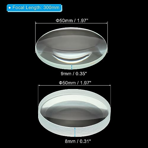 PATIKIL 0.4" (10mm) Focal Length Double Convex and Concave Lens Set, Glass Optically Polished Round Edges Lens for Physics Experiment Classroom, Clear