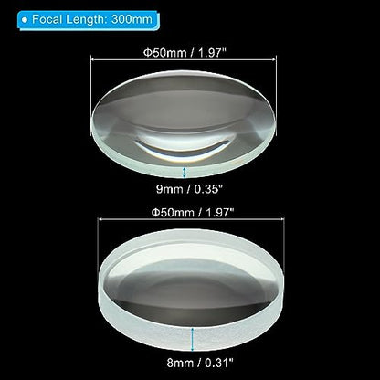 PATIKIL 0.4" (10mm) Focal Length Double Convex and Concave Lens Set, Glass Optically Polished Round Edges Lens for Physics Experiment Classroom, Clear