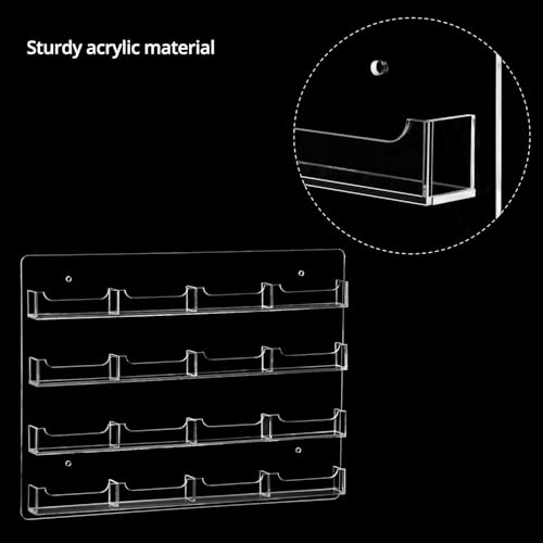 QWORK Acrylic Business Card Holder Wall Mount – 16 Pockets, Clear Sticker Display Rack Versatile Organizer Sticker Display Stand for Home, Office, Library, and Classroom