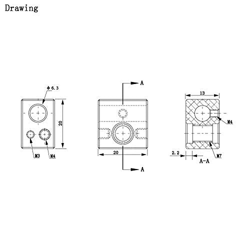MK10 Heater Block 2 Pack for 3D Printer Hotend Fit M3 and M4 Thermistor