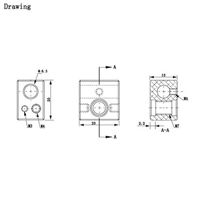 MK10 Heater Block 2 Pack for 3D Printer Hotend Fit M3 and M4 Thermistor