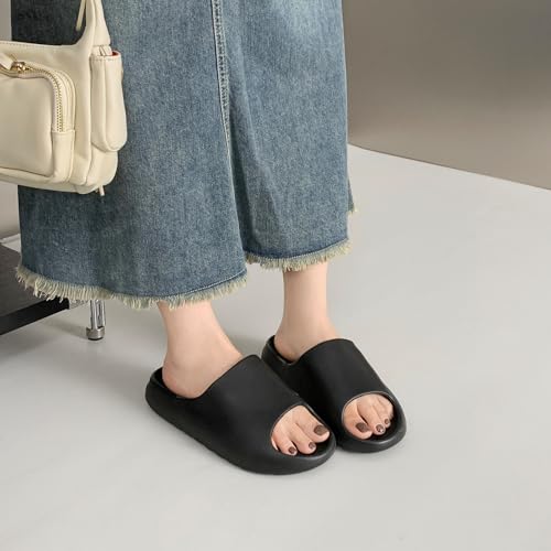 Hsttgsr Pillow Slippers for Women and Men Unisex Comfort Cloud Slides - color: Black, size: 10 Women/9 Men
